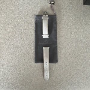 White leather Michele watch band size 18